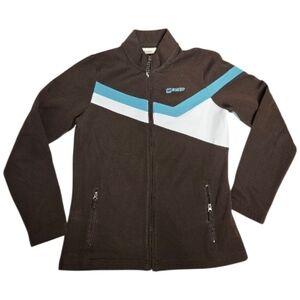 Y2K Vintage brown zip up athleisure sporty track jacket L